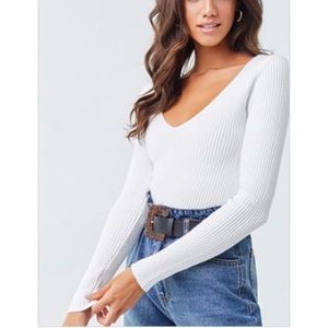 Ribbed V-Neck Sweater